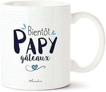 Manahia Mug Papy Tasse Personnalisée - Bientôt Papy gâteaux - Avec Boite Kraft - Imprimé en France - 330 mL Céramique - Futur Grand Père - Cadeau Noël, Anniversaire Papy - Fête des Grands Pères - Papi
