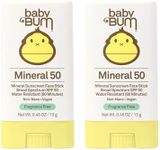 Baby Bum Mineral Sunscreen Face Stick - SPF 50 - UVA,UVB Face and Body Protection - Fragrance Free Safe for Sensitive Skin- Travel Size 0.45 Ounce (Pack of 2)