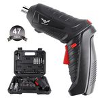 Black Electric Screwdriver, 3.6V Cordless Screwdriver Rechargeable with 44pcs Screwdriver Bit Set, Front LED Light, Flexible Shaft, Micro USB, Carrying Case, Easy for Small Home Projects