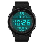 LsvtrUS Men's Military Watch Minimalist Outdoor Sports Army Electronic Waterproof Rubber Strap Wrist Watches for Men with Stopwatch Alarm LED Backlight, Black, Sport