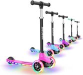 BELEEV A6 Kids Scooter with Light-Up Wheels & Deck, 3 Wheel Scooters for Girls Boys Ages 3-8, 4 Adjustable Height, Lean to Steer, Non-Slip Deck, Toddler Scooter for Children