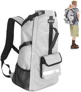 FOXFOCUS Dog Backpack Carrier for Medium Dogs - 4-Layer Protection, Under 30 lb, Waterproof, Adjustable Dog Travel Bag with Storage Pockets, Reflective Strips, Non-Slip Handle for Hiking - Grey