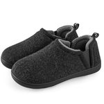 Snug Leaves Men's Faux Wool Slippers Comfy Warm Winter House Shoes with Elastic Gores Dark Grey, 10-11 UK