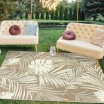 famibay 5x8 Patio Rugs Waterproof Outdoor Patio Carpet Plastic Reversible Leaves Camping Rug Lightweight Portable Outdoor Rug for Patio Deck Balcony Deck RV Camping(Light Coffee)
