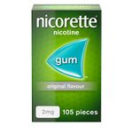 Nicorette - Gomme 2mg Nicotine - Parfum Original (sans sucre) - 105 Pièces