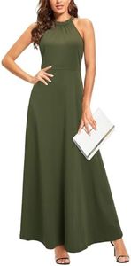 STYLEWORD Women's Summer Halter Neck Long Formal Dress Sexy Sleeveless Cocktail Evening Party Wedding Guest Maxi Dresses(Army Green,XL)