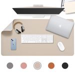 Aropana Anti-Slip Extended Mouse Pad, PU Vegan Leather Desk Mat, Computer Desk Table Protector Pad with Non-Slip Suede Base for Keyboard, Desktop, Laptop, Office, 36" x1 7" Inch, White