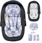 Baby Car Seat Head Support with Extra Headrest, Adjustable Infant Car Seat Insert with Shoulder Pads Set, Breathable Mink Dot Carseat Cushion for Newborn, Fits for Stroller, Baby Swing, Bouncer