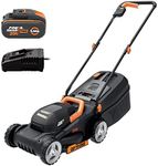 WORX 18V(20V MAX) Cordless Lawn Mower WG730E.1 Brushless Push Mower, 30cm/12" Width, Cutting to Edge, 3 Adjustable Cutting Heights(30-70mm), Lawns Up to 250㎡, PowerShare, 1*5.0Ah Battery，1*2A Charger
