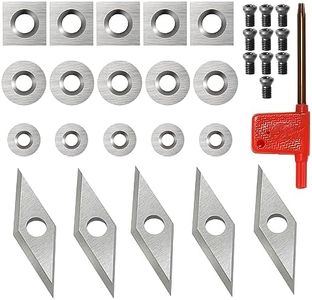 OUYANG 20 Pcs Tungsten Carbide Cutters Inserts Set for Wood Lathe Turning Tools, Indexable Replacement High Strength Fits for DIY Woodworking Lathe Wood Turning Finisher Hollower Tools (Silver)