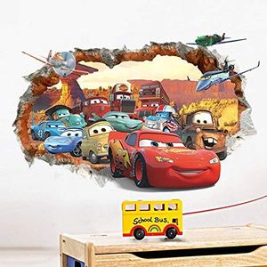 ufengke® 3D Mur Endommagé Dessin Animé Voitures Avions Stickers Muraux, Chambre des Enfants Pépinière Autocollants Amovibles