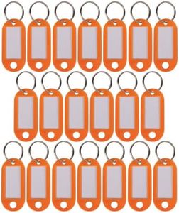 WINTEX Porte Clé Etiquette - 20 pièces - Porte Cle avec Etiquettes en Plastique Résistant - Porte Clef Colorés pour Organisation Voyages Animaux Domestiques - Orange