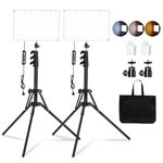 2 Pack LED Video Light Kit, Scrhot 15W Photography Lighting Kit with 64" Tripod Stand, Studio Lights Dimmable 2800-8400K Panel Lighting for Video Recording/Game Live Streaming/Filming/YouTube/Podcast