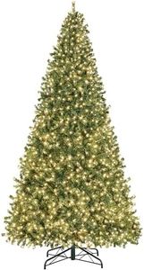 Yaheetech 12ft Pre-lit Spruce Artificial Hinged Christmas Pine Tree Prelighted Holiday Xmas Tree for Home Party Decoration with 1500 Warm White Lights and 4668 Branch Tips, Green