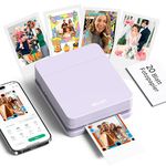 Nelko Photo Printer, PP01 Color Portable Mini Photo Printer, Instant Smartphone Inkjet Sticker Printer, Sticky-Back Photos, for iOS & Android, Picture Printer, Fun Editing Smart AI APP, Purple