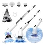 Electric Spin Scrubber, 2024 New Full-Body IPX7 Waterproof Cordless Electric Cleaning Brush with 4 Replaceable Heads, Upgraded Extension Handle, Power Scrubber for Bathtub, Tile, Floor