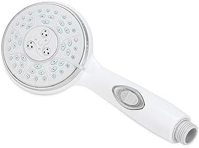 Camco Camper/RV Shower Head | Features Convenient On/Off Switch & 5 Different Spray Patterns | Designed to Conserve Potable Water | Simple to Clean w/Rubber Spray Tips | White (43711)