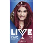 Schwarzkopf LIVE Colour + Lift Deep Red Permanent Hair Dye L75, Vibrant Deep Red Hair Dye Lightens Up To 3 Levels, Long Lasting Hair Colour with Built-In Lightener