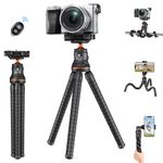 K&F Concept Phone Tripod, Flexible Tripod 360 Degree Rotation for Camera with Bluetooth Remote, 1/4'' Screw Hidden Phone Holder with Cold Shoe Mount, Mini Tripod for iphone 3kg Load Capacity