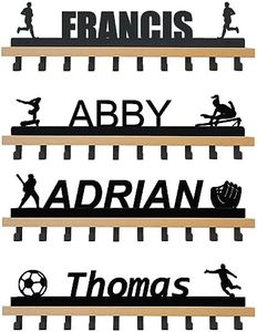 Goutoports Personalized Medal Hanger Display Trophy Shelf - Sports Medal Display Rack with Wooden -Custom Text Color and Images for Athletes- Over 60 Medals Easy to Install