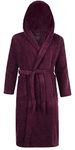 Adore Home 100% Cotton Terry Towelling Hooded Shawl Collar Bathrobe X-Large,Aubergine