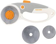 Fiskars Duoloop titanium rotary cutter, rotary blade with loop handle, right and left-handed, blade diameter: 45 mm and 60 mm, orange/white/grey, 1066048
