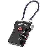 SURE LOCK TSA Compatible Travel Luggage Locks, Inspection Indicator, Easy Read Dials (BLACK 1 PACK)