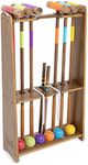 GoSports Premium Wood Stained Six Player Croquet Set with Handcrafted Wooden Stand, Medium