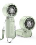 ARCTICOOL Portable Fan Mini USB Rechargeable 5-Speed Mini Fan with Digital Display, 2000mAh Battery, Hanging Neck Fan | Foldable Desktop/Handheld Design with Hook for Makeup, Outdoor, Travel (Green)