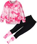 Arshiner Teen Girls Fashion Pink Tie Dye Clothes Set Long Sleeve Tops and Print Legging Pants Little Girl Cute Outfits 5-6T