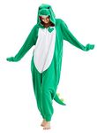 globazoe Unisex Animal Green Dragon Dinosaur Onesie Costume Halloween Cosplay Costume Christmas Gifts for Adults Teens,L