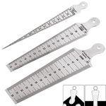 Glarks 3Pcs Inch & Metric Taper Gage Set 1-15mm(1/32-5/8inch), 15-30mm(5/8-1-3/16inch), 30-45mm(1-3/16-1-3/4inch) Stainless Steel Gap Hole Taper Welding Gauge for Measuring Cylindrical Bores