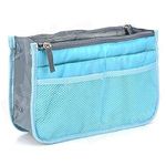 Styleys Women's Polyester 13 Compartments Handbag Organizer (Sky Blue_S1520)