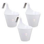 Kraft Seeds by 10CLUB Plastic Hanging Planters for Home & Balcony Gardens (3 Pcs, 8 Inch, White) | Hanging Flower Pots for Home Plants | Planting Pots for Lawns | Hooked Plastic Hanging Pots