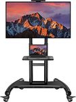 Lions Head Premium Heights adjustment Tv stand Up To 1220mm 2130mm, 32 to 70 inch LED,LCD Led Flat& curved Tvs,Height Aadjustable tv cart with Laptop shelf and Locking wheels holds up to 45 kg Stand weight 21 kg