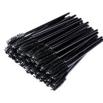 MSQ 50Pack Mascara Wands Disposable Eyelash Mascara Eyebrow Brushes Applicator Makeup Cosmetic Brush for Eyelash Extensions Mascara Use (50pcs Black)