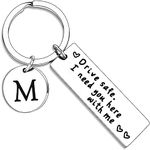 PETSAVIOUR Appreciatione Gifts 26 Letter Keychain Drive Safe Keychain A-Z Gifts Father's day Gifts for Husband Dad Boyfriend Initial Keyring Gift (M)