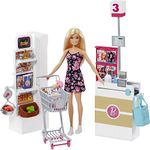 Barbie Doll & Playset, Supermarket with 25 Grocery Store-Themed Accessories Including Food, Check-Out Counter & Shelves