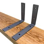 Made in USA by DIY CARTEL - Industrial Forged Steel Floating Shelf L/J Bracket - Heavy Duty Rustic Shelf Brackets - Raw Hot Rolled Steel/Metal - 2 Pack Wall Mounted Brackets (8" x 6" No Lip)