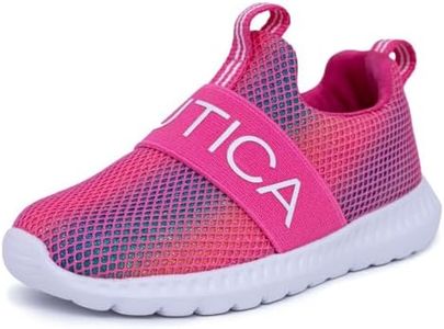 Nautica Girls' Slip-On Sneaker - Athletic Running Kids' Shoe for Walking, Running, Tennis, and Sports (Toddler/Little Kid), Bright Pink Rainbow, 5 Toddler