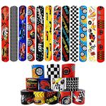 Race Car Slap Bracelets Wristband Slap Bands for Kids Party Bag Fillers,24Pcs Racing Car Snap Bracelet Bands Bulk for Kids Boys Birthday Race Car Theme Party Supplies Favors Classroom Prizes Gifts