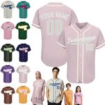 Custom Baseball Jersey Customise Logo Personalised Softball Jerseys Shirts Pinstripe Baseball Uniform for Men Women Youth,07 Pink