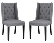 FDW Dining Chairs Set of 2 Dining Room Chairs for Living Room Kitchen Chairs Mid Century Modern Chair upholstered Parsons Chair for Home (Gray)