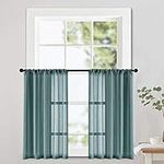 Sheer Tier Curtains Blue Haze Short Kitchen Curtains Light Filtering 36 inches Long Half Window Treatments Rod Pocket Bathroom Cafe Curtains 2 Panels