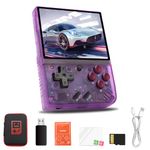 Mi-yoo Mini Plus Handheld Game Console, 3.5 Inch IPS Screen Linux System with 5500+ Classic Games, Supports Wireless Gamepad and HDMI TV Output,Retro Gameboy,Built-in 64G Card（Purple）