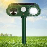 Ultrasonic Cat Repellent, Cat Deterrents Solar & USB Powered Animal Repeller with PIR Motion Sensor & Flashing Light, 3 Modes Waterproof Wild Animal Scarer Repellent for Cats, Dogs, Fox, Bird