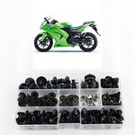 Xitomer Full Sets Fairing Bolts Kits, Fit for Ninja250R EX250R 2008 2009 2010 2011 2012, Mounting Kits Washers/Nuts/Fastenings/Clips/Grommets (Matte Black)