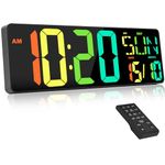 XREXS 17 Inch Large Digital Wall Clock, RGB Color Changing, Large Display Count Up/Down Timer, Adjustable Brightness Alarm Clock for Home, Gym, Office and Classroom