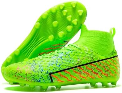 LSIDORYC Soccer Cleats Mens Womens High-Top Football Shoes with Ankle Support |Lightweight No-Tie Lacing for Multi-Surface Training Ttacos de Futbol para Hombre Green US Size 12