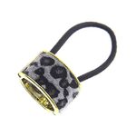 Rosemarie & Jubalee Women's Chic Hair Cuff Ponytail Holder Hair Tie With Elastic Band (Grey Black Leopard Print Fur)